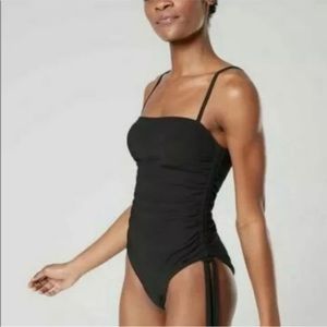 Athleta Shirred One Piece Bathing Suit Black S
